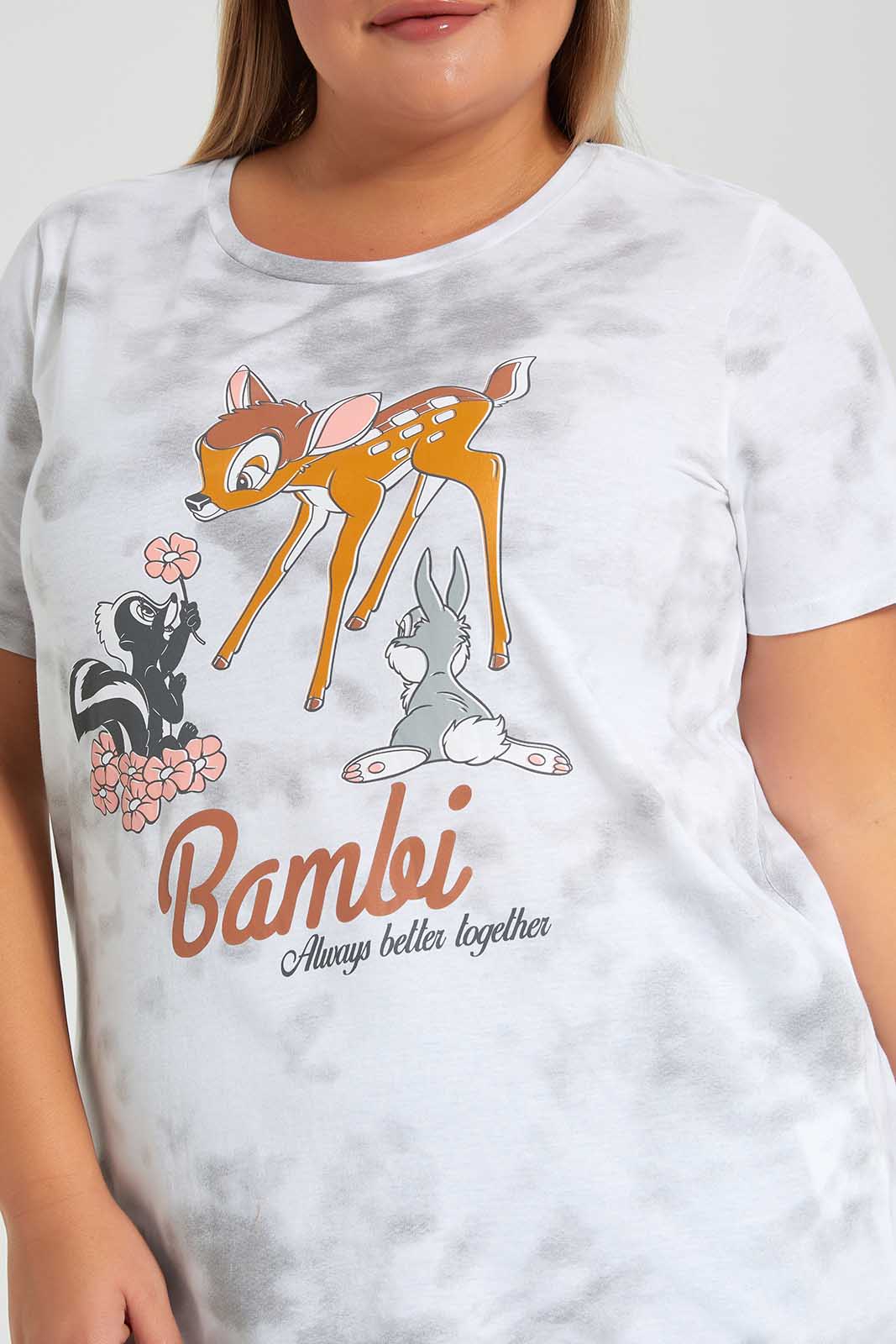 Redtag-Grey-Bambi-Character-T-Shirt-Category:T-Shirts,-Colour:Grey,-Deals:New-In,-Filter:Plus-Size,-LDP-T-Shirts,-New-In-LDP-APL,-Non-Sale,-Section:Women,-TBL,-W22O-Women's-