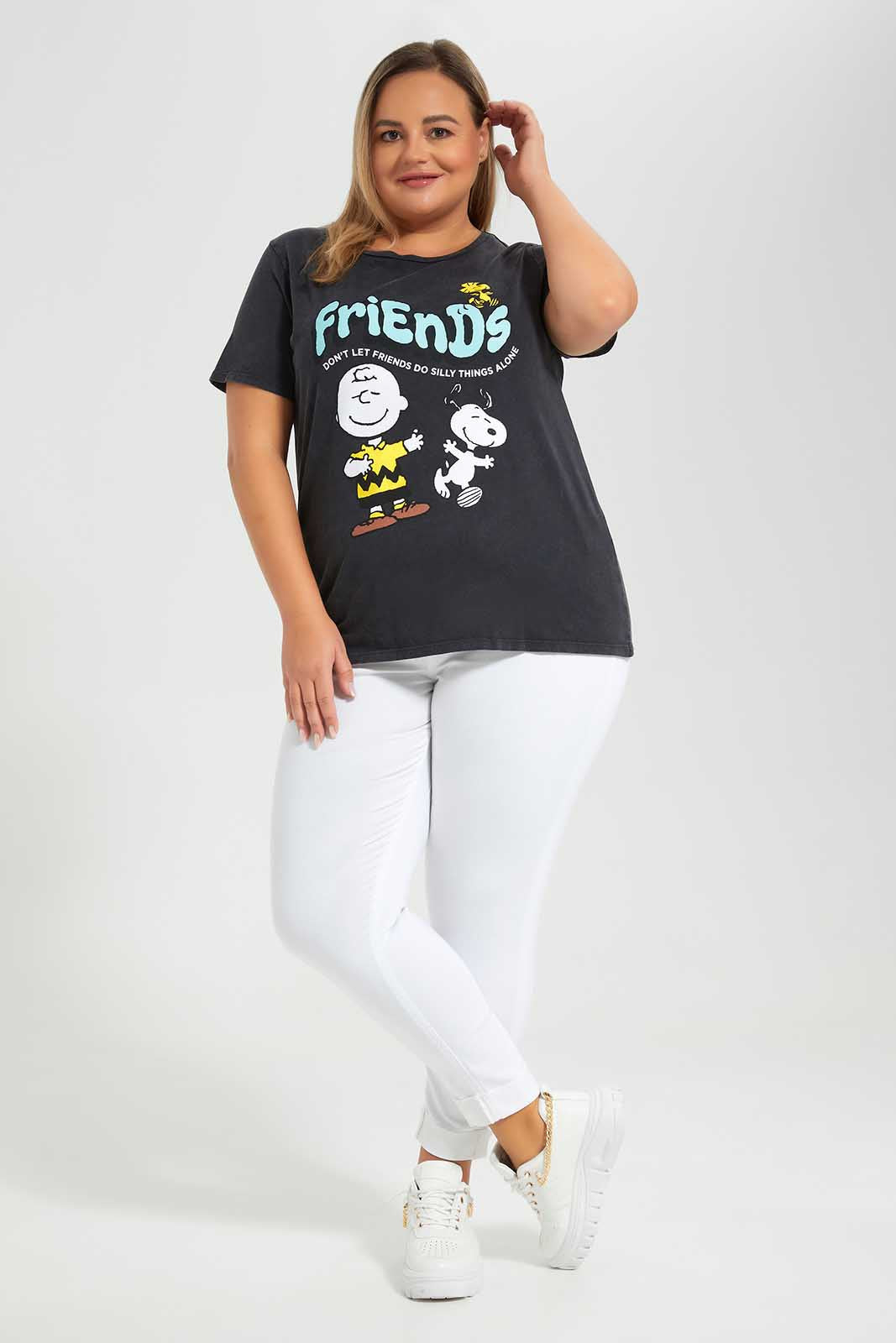 Redtag-Grey-Snoopy-Character-T-Shirt-Category:T-Shirts,-CHR,-Colour:Grey,-Deals:New-In,-Filter:Plus-Size,-LDP-T-Shirts,-New-In-LDP,-Non-Sale,-Section:Women,-TBL,-W22O-Women's-