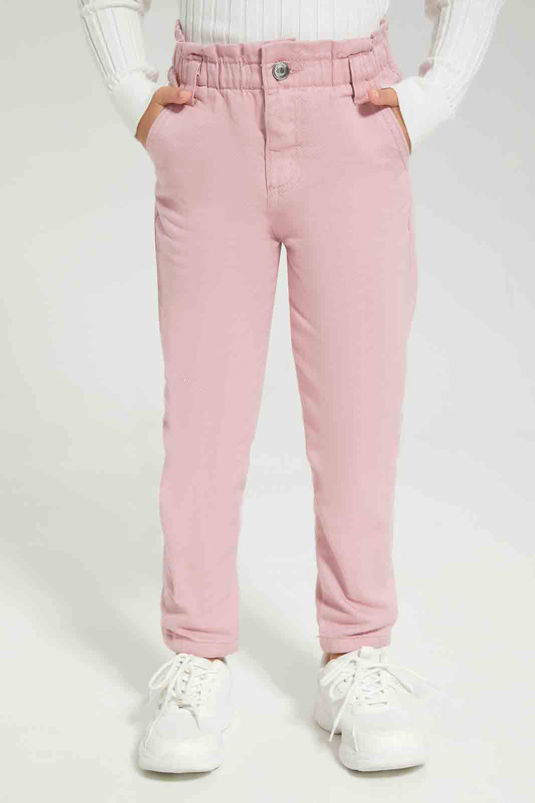 Redtag-Pink-Twill-Mom-Fit-Pant-Category:Jeans,-Colour:Apricot,-Deals:New-In,-Dept:Girls,-Filter:Girls-(2-to-8-Yrs),-FIT-WALL-(FTW),-GIR-Jeans,-New-In-GIR-APL,-Non-Sale,-Section:Girls-(0-to-14Yrs),-W22A-Girls-2 to 8 Years