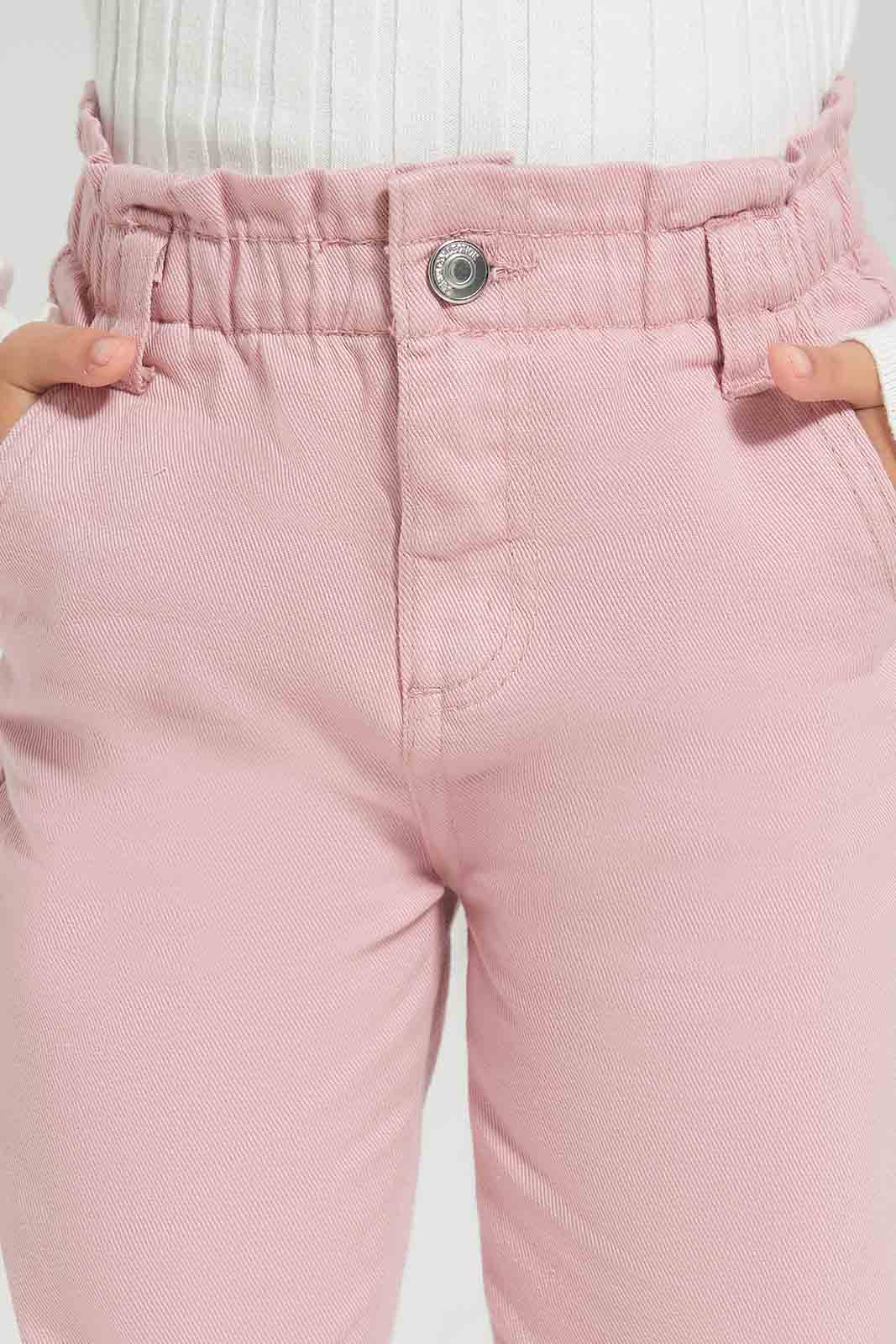 Redtag-Pink-Twill-Mom-Fit-Pant-Category:Jeans,-Colour:Apricot,-Deals:New-In,-Dept:Girls,-Filter:Girls-(2-to-8-Yrs),-FIT-WALL-(FTW),-GIR-Jeans,-New-In-GIR-APL,-Non-Sale,-Section:Girls-(0-to-14Yrs),-W22A-Girls-2 to 8 Years