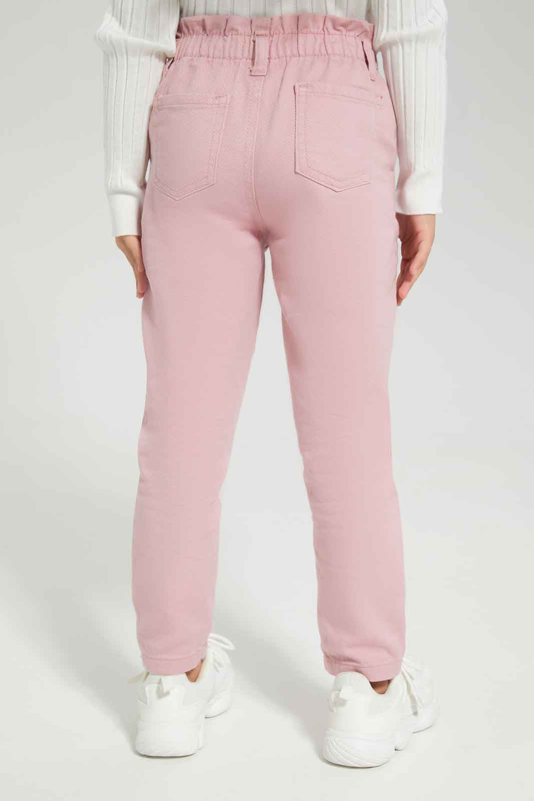 Redtag-Pink-Twill-Mom-Fit-Pant-Category:Jeans,-Colour:Apricot,-Deals:New-In,-Dept:Girls,-Filter:Girls-(2-to-8-Yrs),-FIT-WALL-(FTW),-GIR-Jeans,-New-In-GIR-APL,-Non-Sale,-Section:Girls-(0-to-14Yrs),-W22A-Girls-2 to 8 Years