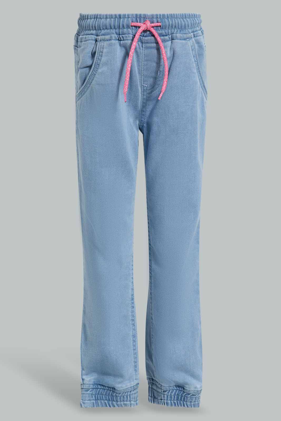 Redtag-Light-Wash-Jogger-Category:Jeans,-Colour:Light-Wash,-Deals:New-In,-Filter:Girls-(2-to-8-Yrs),-GIR-Jeans,-New-In-GIR-APL,-Non-Sale,-Section:Girls-(0-to-14Yrs),-W22O-Girls-