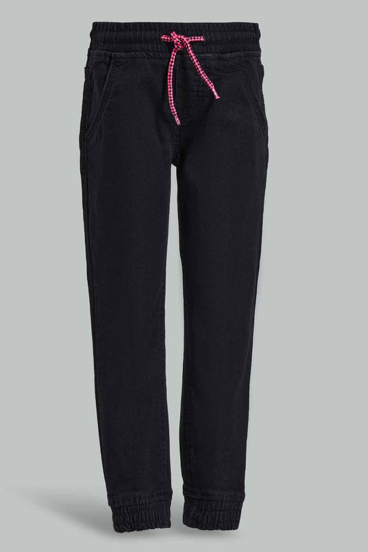 Redtag-Black-Jogger-Category:Jeans,-Colour:Black,-Deals:New-In,-Filter:Girls-(2-to-8-Yrs),-GIR-Jeans,-New-In-GIR-APL,-Non-Sale,-Section:Girls-(0-to-14Yrs),-W22O-Girls-