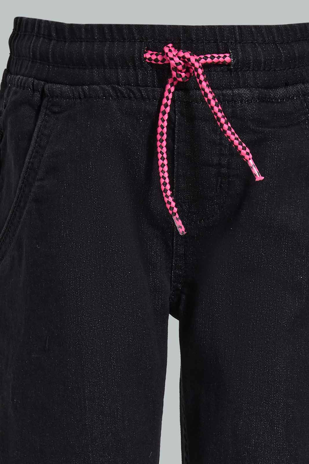 Redtag-Black-Jogger-Category:Jeans,-Colour:Black,-Deals:New-In,-Filter:Girls-(2-to-8-Yrs),-GIR-Jeans,-New-In-GIR-APL,-Non-Sale,-Section:Girls-(0-to-14Yrs),-W22O-Girls-