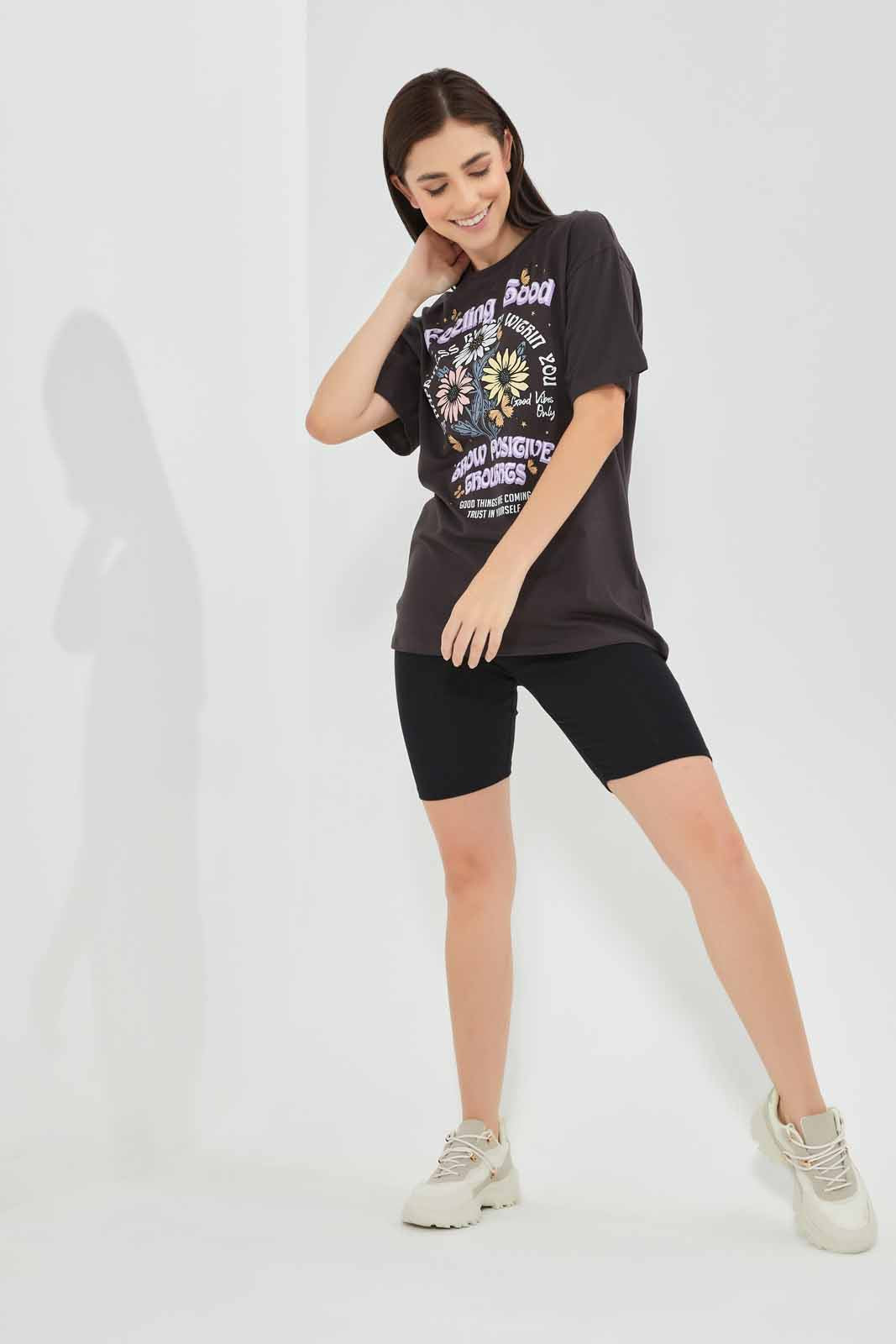 Redtag-Acid-Wash-Lounge-T-Shirt-Category:T-Shirts,-Colour:Charcoal,-Deals:New-In,-Filter:Women's-Clothing,-New-In-Women,-Non-Sale,-Section:Women,-W22O,-Women-T-Shirts-Women's-