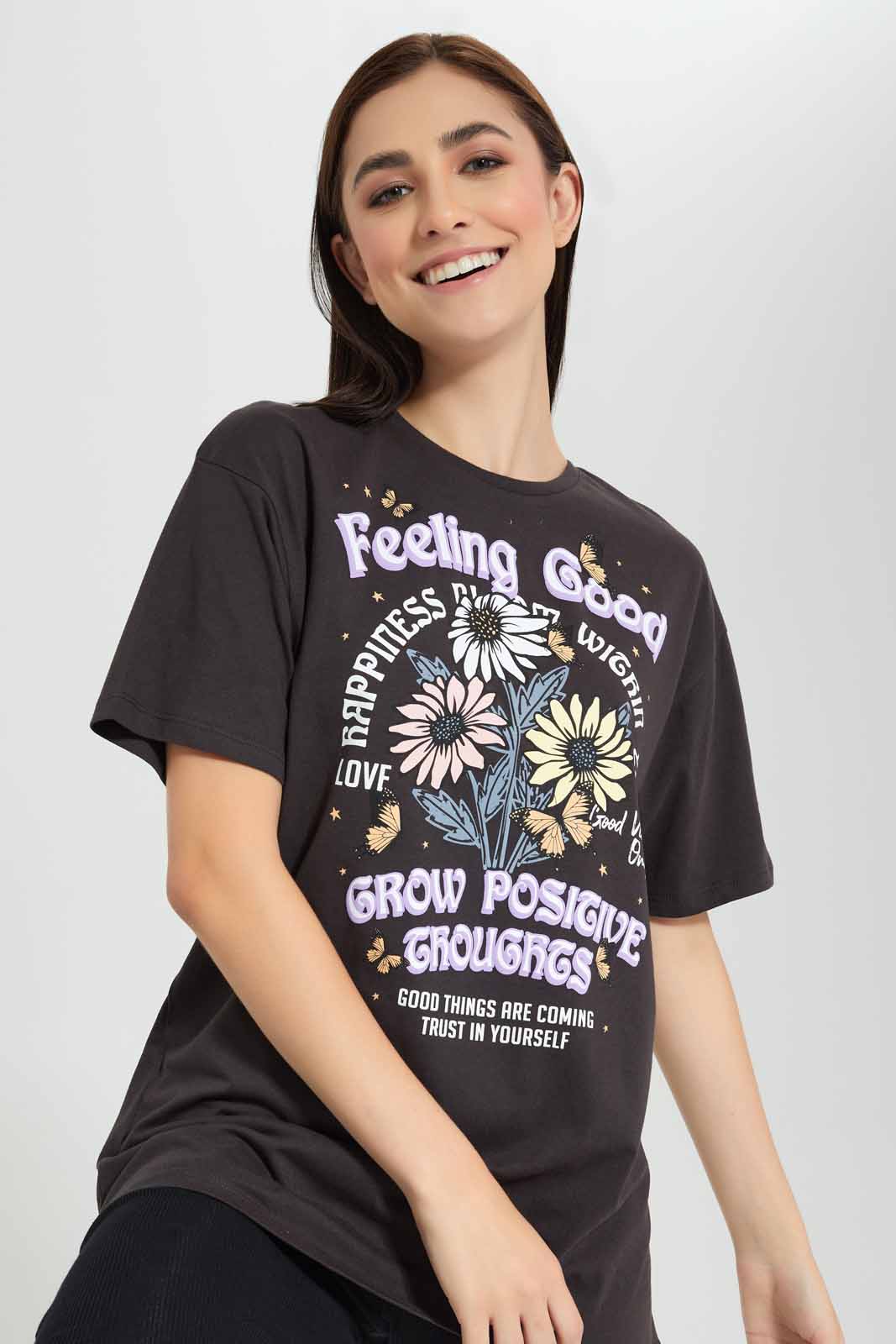 Redtag-Acid-Wash-Lounge-T-Shirt-Category:T-Shirts,-Colour:Charcoal,-Deals:New-In,-Filter:Women's-Clothing,-New-In-Women,-Non-Sale,-Section:Women,-W22O,-Women-T-Shirts-Women's-