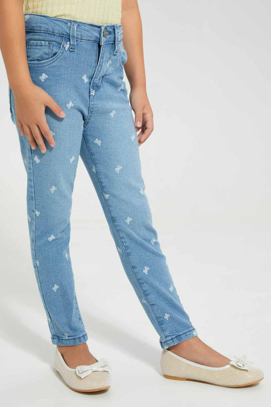 Redtag-Light-Wash-Discharge-AOP-Jeans-Category:Jeans,-Colour:Light-Wash,-Deals:New-In,-Filter:Girls-(2-to-8-Yrs),-GIR-Jeans,-New-In-GIR-APL,-Non-Sale,-Section:Girls-(0-to-14Yrs),-W22O-Girls-2 to 8 Years