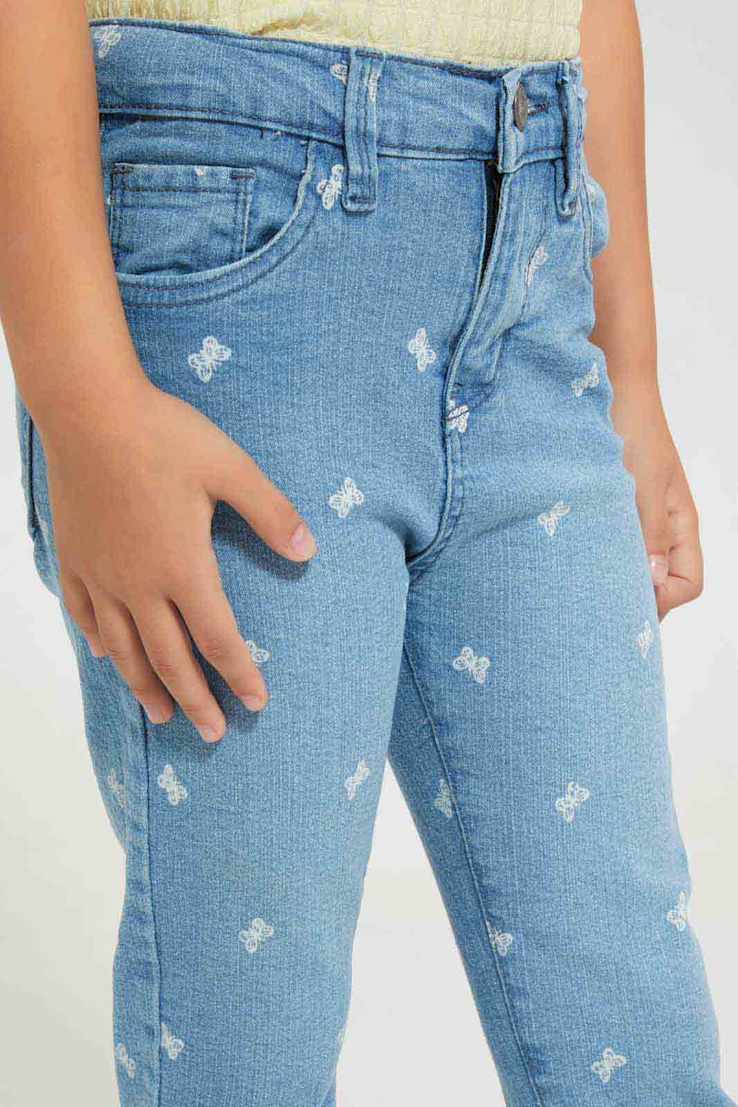 Redtag-Light-Wash-Discharge-AOP-Jeans-Category:Jeans,-Colour:Light-Wash,-Deals:New-In,-Filter:Girls-(2-to-8-Yrs),-GIR-Jeans,-New-In-GIR-APL,-Non-Sale,-Section:Girls-(0-to-14Yrs),-W22O-Girls-2 to 8 Years