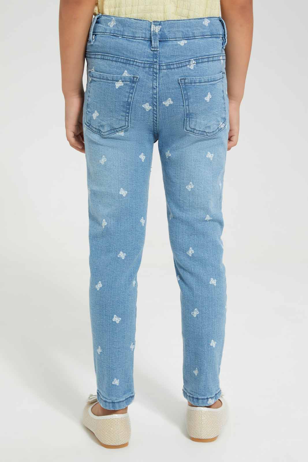 Redtag-Light-Wash-Discharge-AOP-Jeans-Category:Jeans,-Colour:Light-Wash,-Deals:New-In,-Filter:Girls-(2-to-8-Yrs),-GIR-Jeans,-New-In-GIR-APL,-Non-Sale,-Section:Girls-(0-to-14Yrs),-W22O-Girls-2 to 8 Years