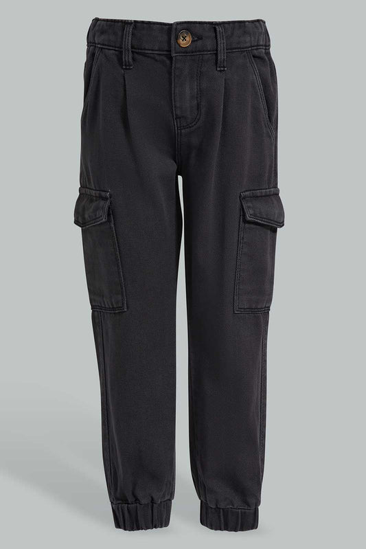 Redtag-Black-Cargo-Jogger-Category:Jeans,-Colour:Black,-Deals:New-In,-Filter:Girls-(2-to-8-Yrs),-GIR-Jeans,-New-In-GIR-APL,-Non-Sale,-Section:Girls-(0-to-14Yrs),-W22O-Girls-2 to 8 Years