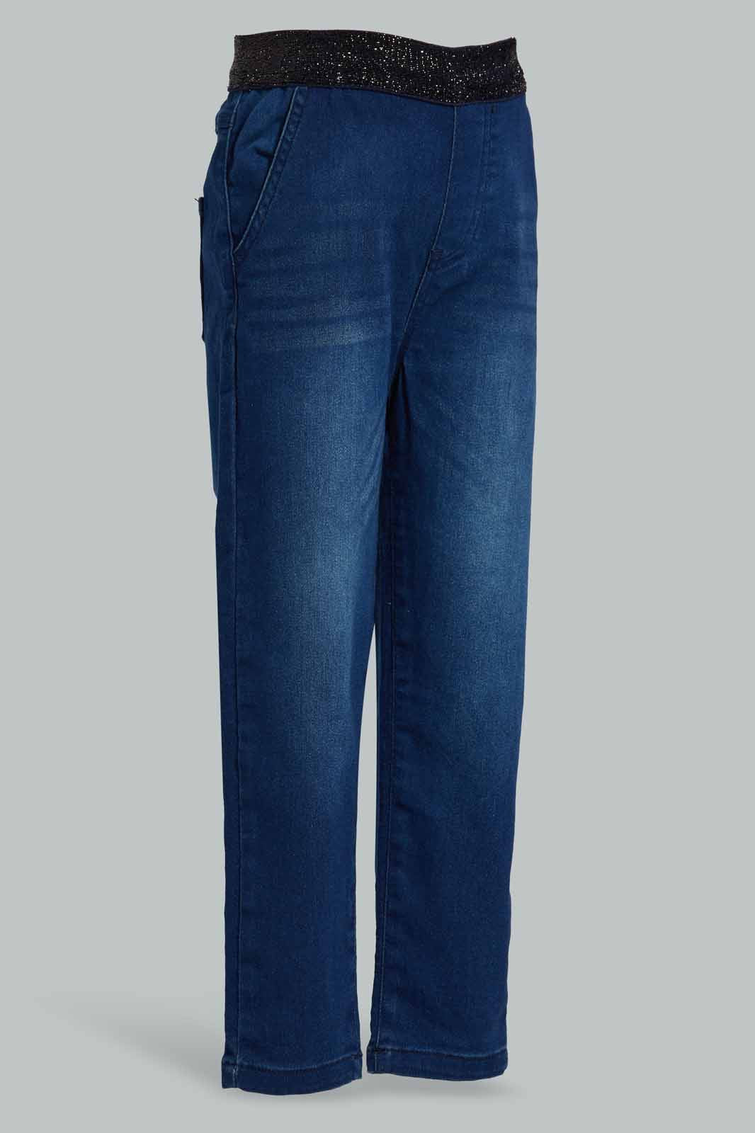 Redtag-Dark-Wash-Lurex-WB-Jeans-Category:Jeans,-Colour:Black,-Deals:New-In,-Filter:Girls-(2-to-8-Yrs),-GIR-Jeans,-New-In-GIR-APL,-Non-Sale,-Section:Girls-(0-to-14Yrs),-W22O-Girls-