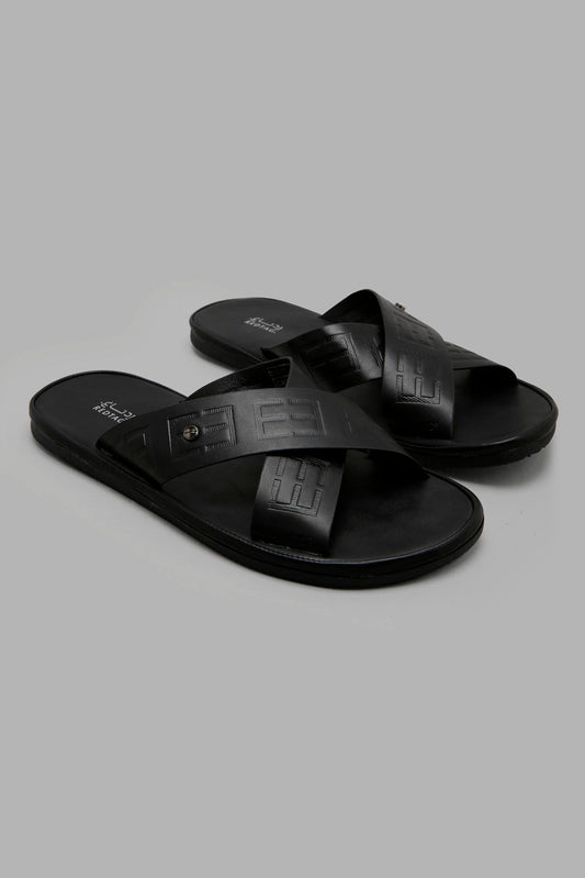 Redtag-Black-Criss-Cross-Strap-Sandal-Category:Sandals,-Colour:Black,-Deals:New-In,-Filter:Men's-Footwear,-Men-Sandals,-New-In-Men-FOO,-Non-Sale,-Section:Men,-W22B-Men's-