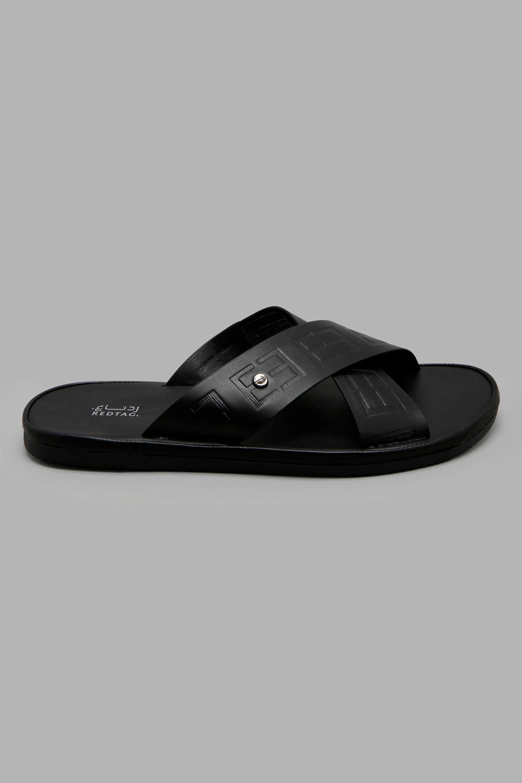 Redtag-Black-Criss-Cross-Strap-Sandal-Category:Sandals,-Colour:Black,-Deals:New-In,-Filter:Men's-Footwear,-Men-Sandals,-New-In-Men-FOO,-Non-Sale,-Section:Men,-W22B-Men's-