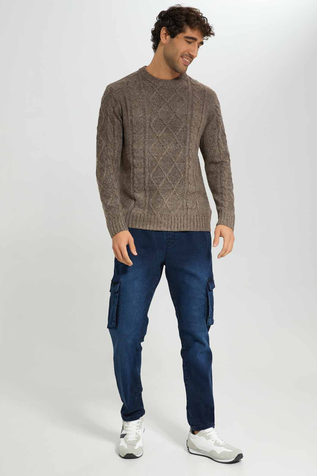 Redtag-Brown-High-Neck-Sweater-Category:Cardigans,-Colour:Brown,-Deals:New-In,-Filter:Men's-Clothing,-Men-Cardigans,-New-In-Men-APL,-Non-Sale,-Section:Men,-W22A-Men's-