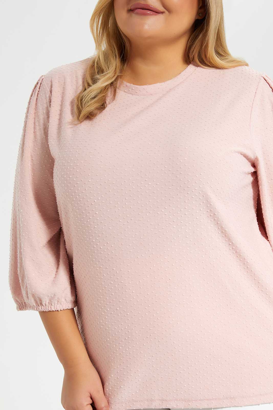 Redtag-BlushTextured-Top-Category:Tops,-Colour:Apricot,-Deals:New-In,-Filter:Plus-Size,-LDP-Tops,-New-In-LDP-APL,-Non-Sale,-Section:Women,-W22O-Women's-