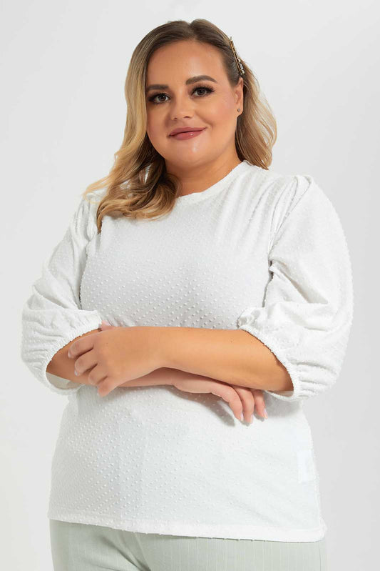 Redtag-Ivory-Textured-Top-Category:Tops,-Colour:Ivory,-Deals:New-In,-Filter:Plus-Size,-LDP-Tops,-New-In-LDP-APL,-Non-Sale,-Section:Women,-W22O-Women's-
