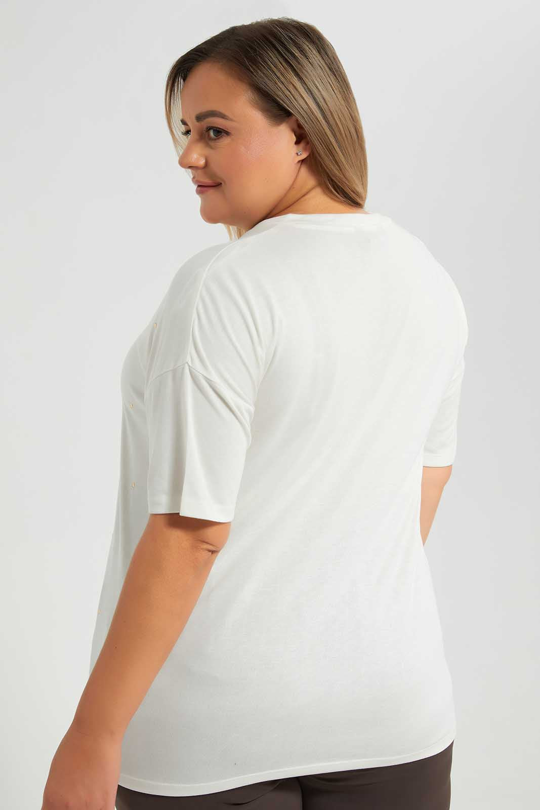 Redtag-Cream-Allover-Studs-Tee-Category:Tops,-Colour:Cream,-Deals:New-In,-Filter:Plus-Size,-LDP-Tops,-New-In-LDP-APL,-Non-Sale,-Section:Women,-W22O-Women's-