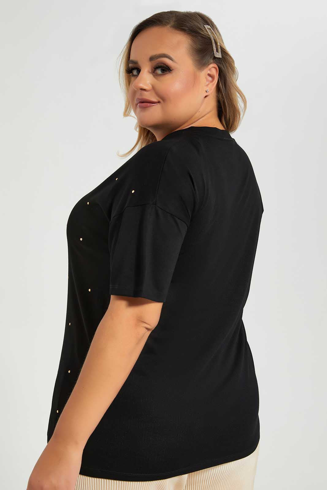 Redtag-Black-Allover-Studs-Tee-Category:Tops,-Colour:Black,-Deals:New-In,-Filter:Plus-Size,-LDP-Tops,-New-In-LDP-APL,-Non-Sale,-Section:Women,-W22O-Women's-