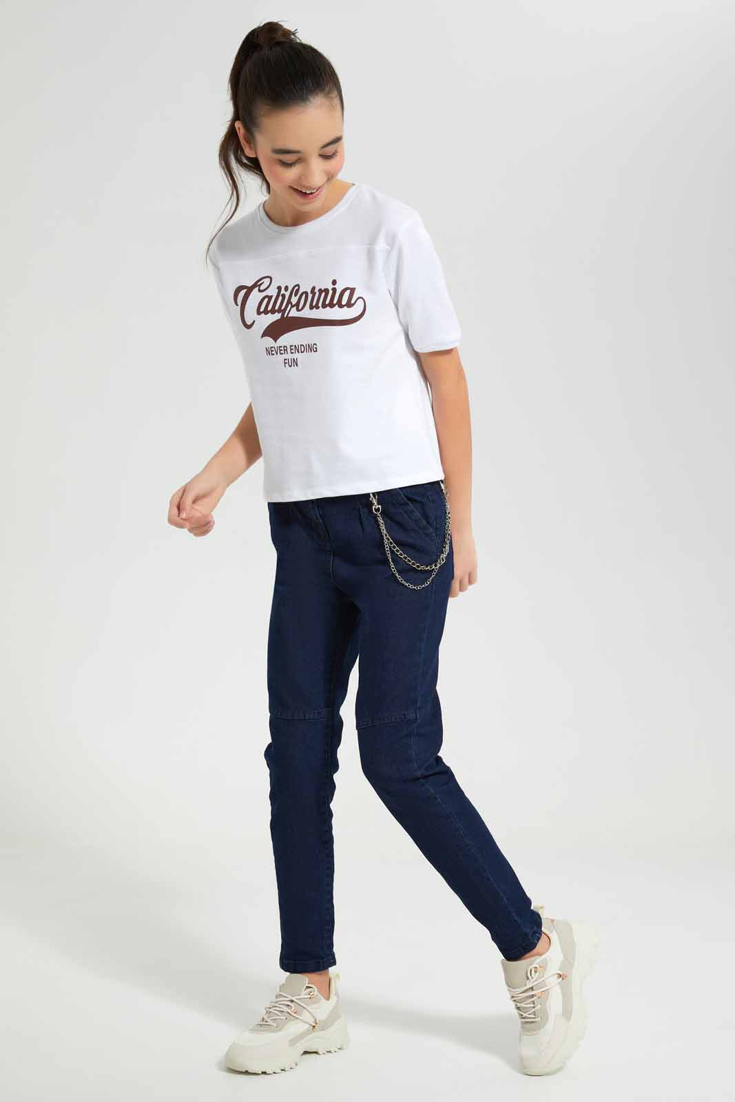 Redtag-White-Shortsleeve-Top-Category:T-Shirts,-Colour:White,-Deals:New-In,-Filter:Senior-Girls-(9-to-14-Yrs),-GSR-T-Shirts,-New-In-GSR-APL,-Non-Sale,-Section:Girls-(0-to-14Yrs),-TBL,-W22O-Senior-Girls-9 to 14 Years