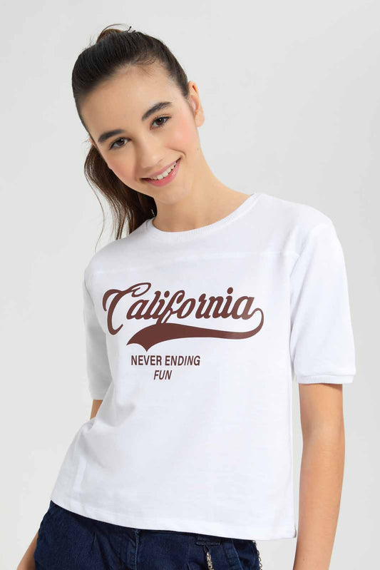 Redtag-White-Shortsleeve-Top-Category:T-Shirts,-Colour:White,-Deals:New-In,-Filter:Senior-Girls-(9-to-14-Yrs),-GSR-T-Shirts,-New-In-GSR-APL,-Non-Sale,-Section:Girls-(0-to-14Yrs),-TBL,-W22O-Senior-Girls-9 to 14 Years