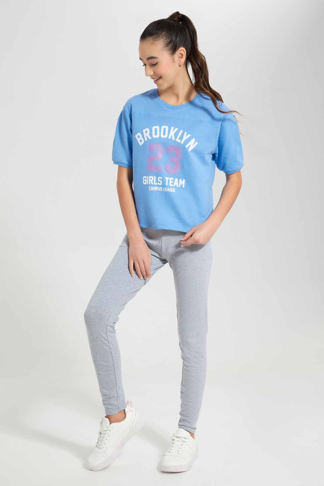 Redtag-Blue-Shortsleeve-Top-Category:T-Shirts,-Colour:Blue,-Deals:New-In,-Filter:Senior-Girls-(9-to-14-Yrs),-GSR-T-Shirts,-New-In-GSR-APL,-Non-Sale,-Section:Girls-(0-to-14Yrs),-TBL,-W22O-Senior-Girls-9 to 14 Years