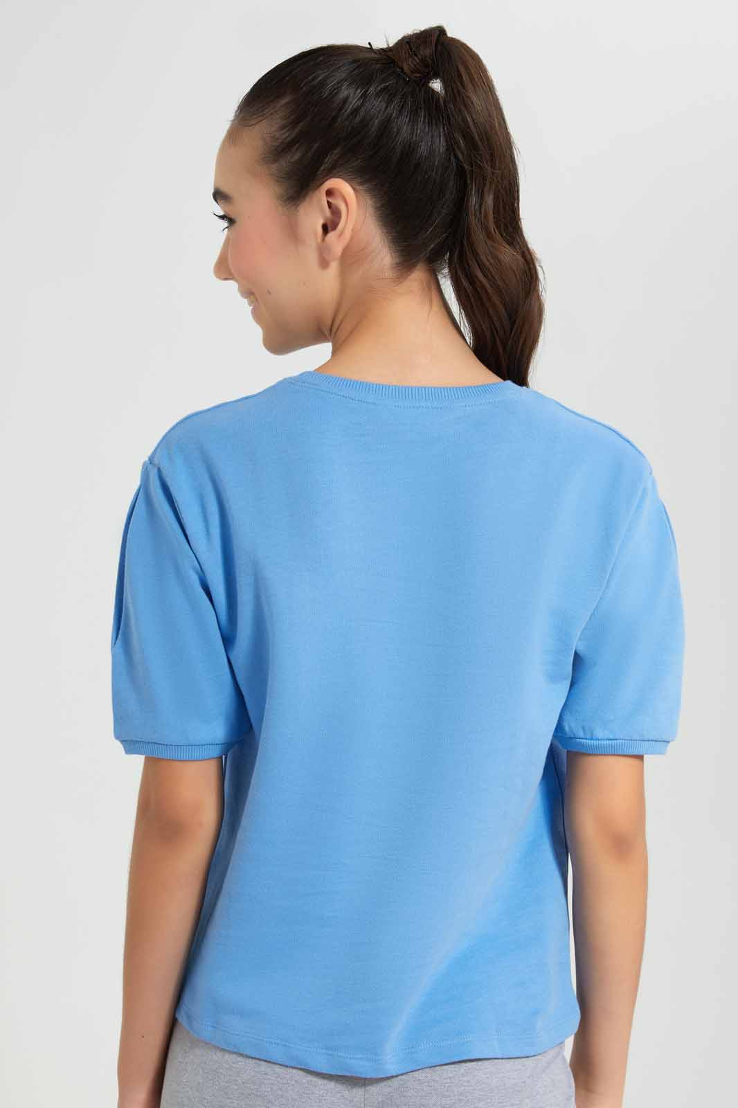 Redtag-Blue-Shortsleeve-Top-Category:T-Shirts,-Colour:Blue,-Deals:New-In,-Filter:Senior-Girls-(9-to-14-Yrs),-GSR-T-Shirts,-New-In-GSR-APL,-Non-Sale,-Section:Girls-(0-to-14Yrs),-TBL,-W22O-Senior-Girls-9 to 14 Years