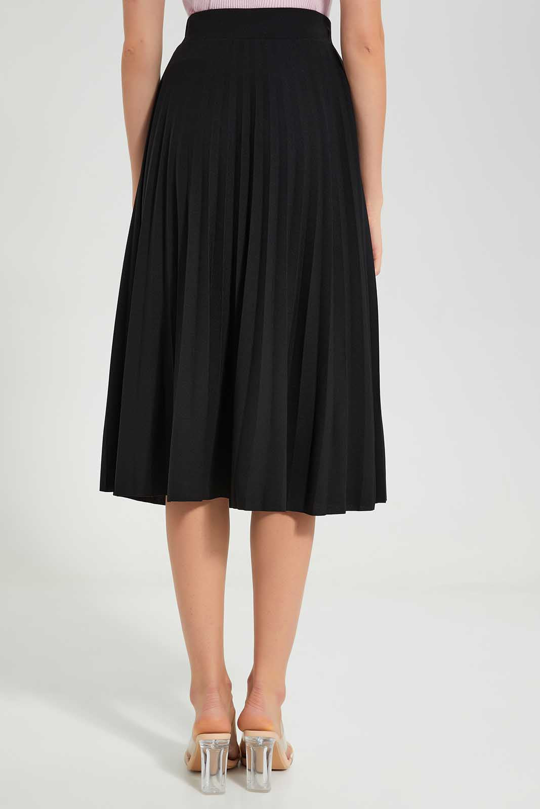 Redtag-Black-Pleated-Skirt-Category:Skirts,-Colour:Black,-Deals:New-In,-Filter:Women's-Clothing,-LEC,-LEC-Skirts,-New-In-LEC-APL,-Non-Sale,-Section:Women,-W22A-Women's-