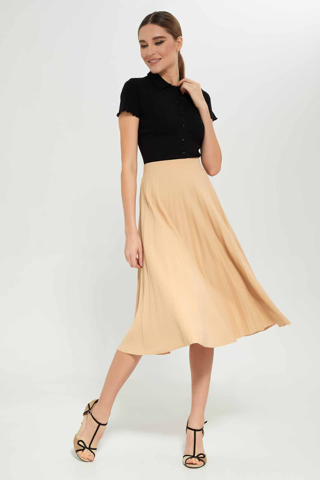 Redtag-Beige-Pleated-Skirt-Category:Skirts,-Colour:Beige,-Deals:New-In,-Dept:Ladieswear,-Filter:Women's-Clothing,-LEC,-LEC-Skirts,-New-In-LEC-APL,-Non-Sale,-S23A,-Section:Women-Women's-