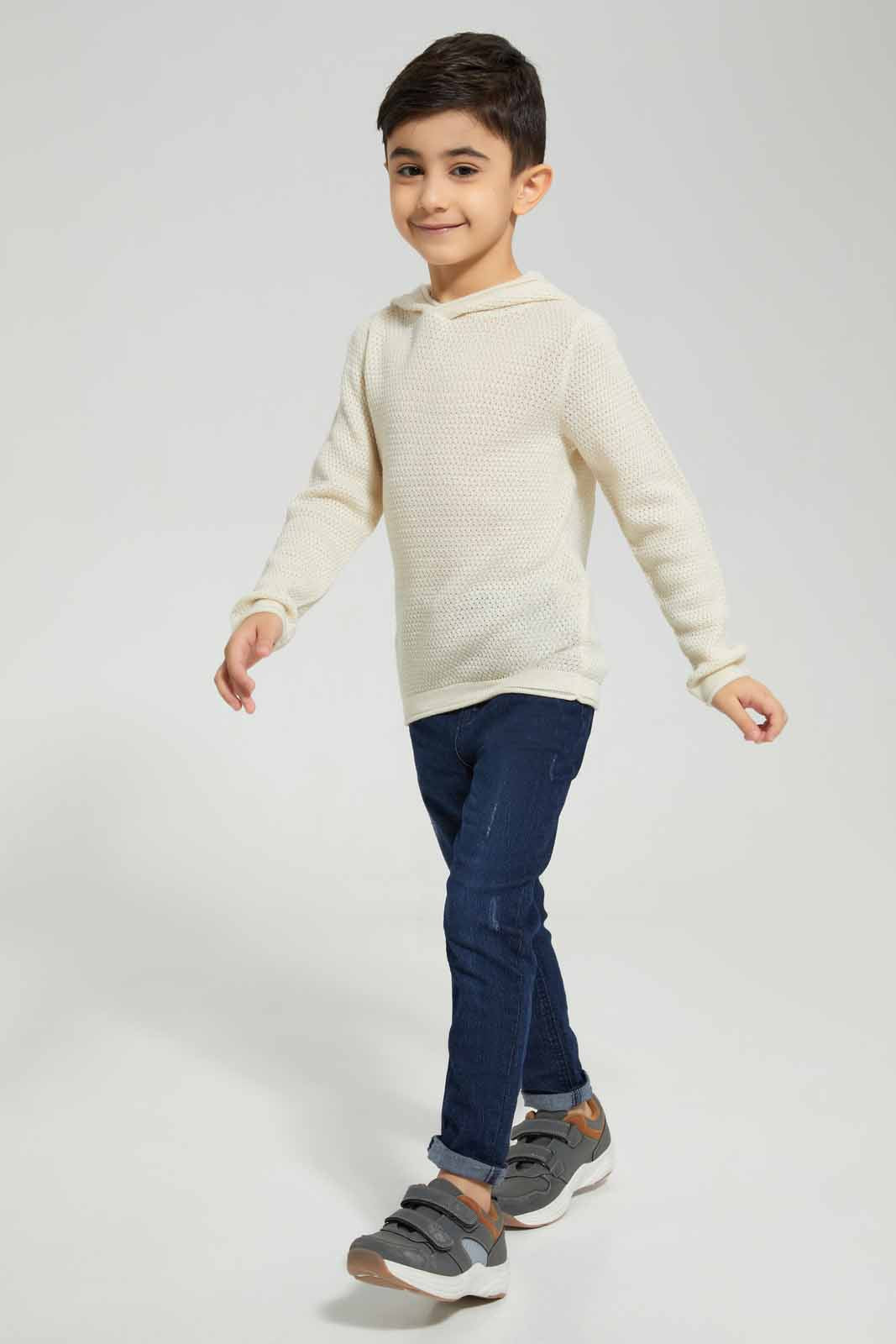 Redtag-Ecru-Hooded-Jumper-BOY-Pullovers,-Category:Pullovers,-Colour:Ecru,-Deals:New-In,-Filter:Boys-(2-to-8-Yrs),-New-In-BOY-APL,-Non-Sale,-Section:Boys-(0-to-14Yrs),-W22B-Boys-2 to 8 Years