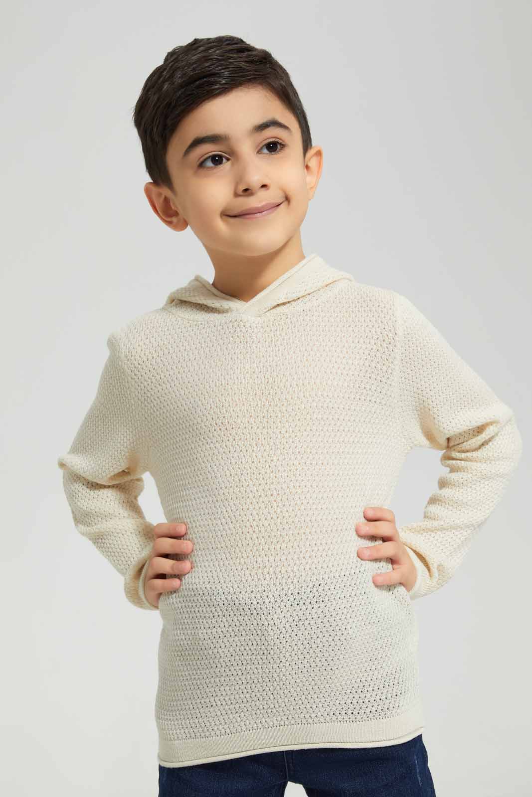 Redtag-Ecru-Hooded-Jumper-BOY-Pullovers,-Category:Pullovers,-Colour:Ecru,-Deals:New-In,-Filter:Boys-(2-to-8-Yrs),-New-In-BOY-APL,-Non-Sale,-Section:Boys-(0-to-14Yrs),-W22B-Boys-2 to 8 Years