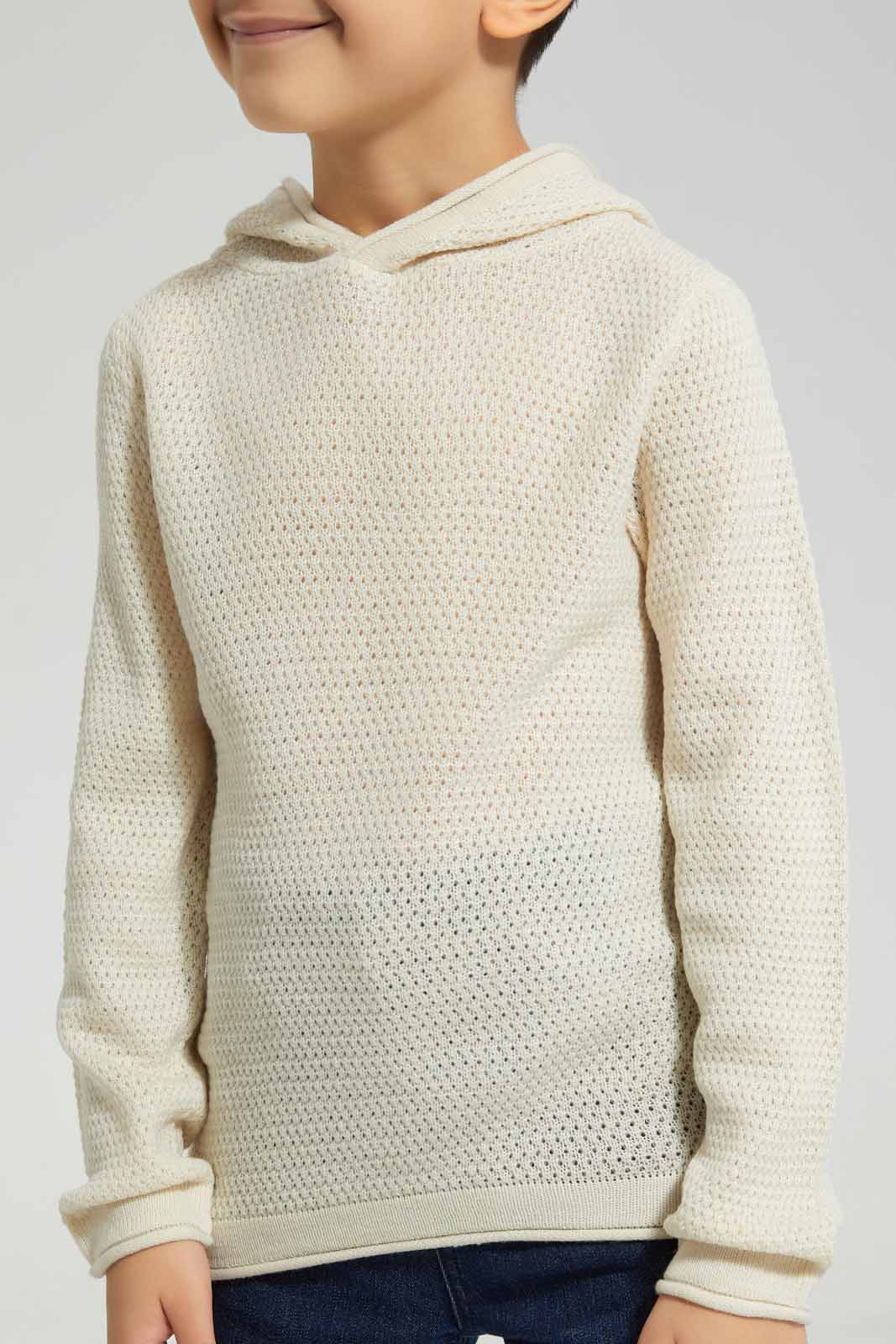 Redtag-Ecru-Hooded-Jumper-BOY-Pullovers,-Category:Pullovers,-Colour:Ecru,-Deals:New-In,-Filter:Boys-(2-to-8-Yrs),-New-In-BOY-APL,-Non-Sale,-Section:Boys-(0-to-14Yrs),-W22B-Boys-2 to 8 Years
