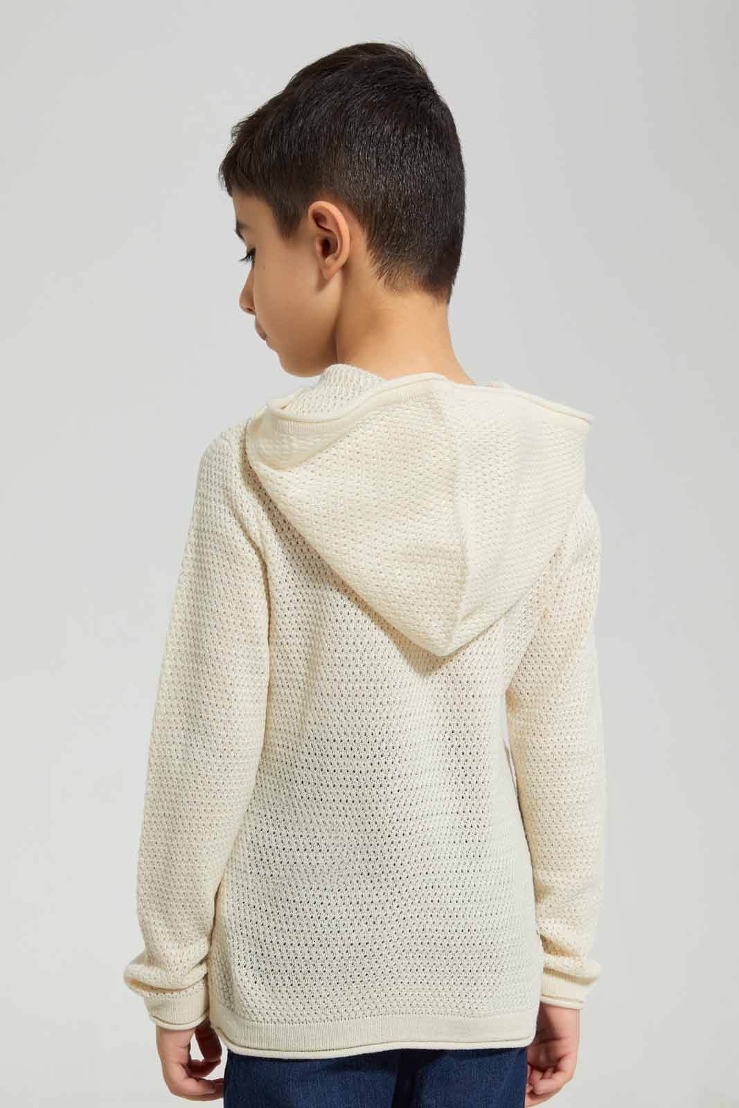 Redtag-Ecru-Hooded-Jumper-BOY-Pullovers,-Category:Pullovers,-Colour:Ecru,-Deals:New-In,-Filter:Boys-(2-to-8-Yrs),-New-In-BOY-APL,-Non-Sale,-Section:Boys-(0-to-14Yrs),-W22B-Boys-2 to 8 Years