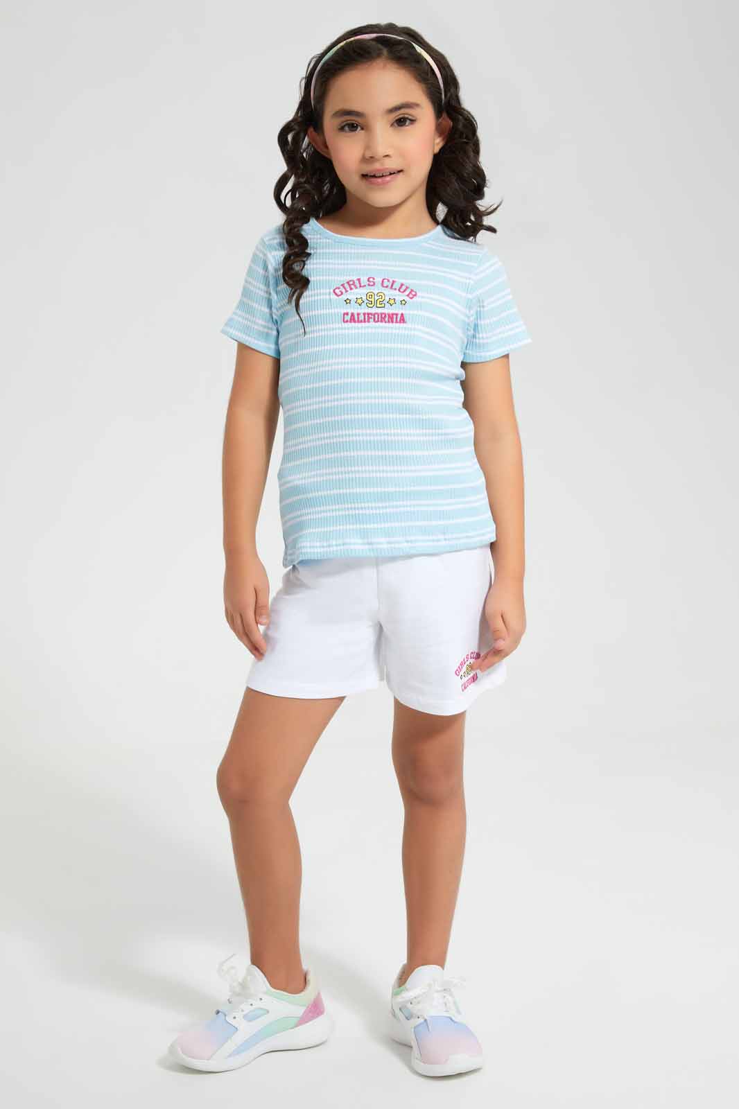Redtag-Sky-Blue-Stripe-Rib-Sets-Category:Sets,-Colour:Sky-Blue,-Deals:New-In,-Filter:Girls-(2-to-8-Yrs),-GIR-Sets,-New-In-GIR,-Non-Sale,-Section:Girls-(0-to-14Yrs),-W22O-Girls-2 to 8 Years