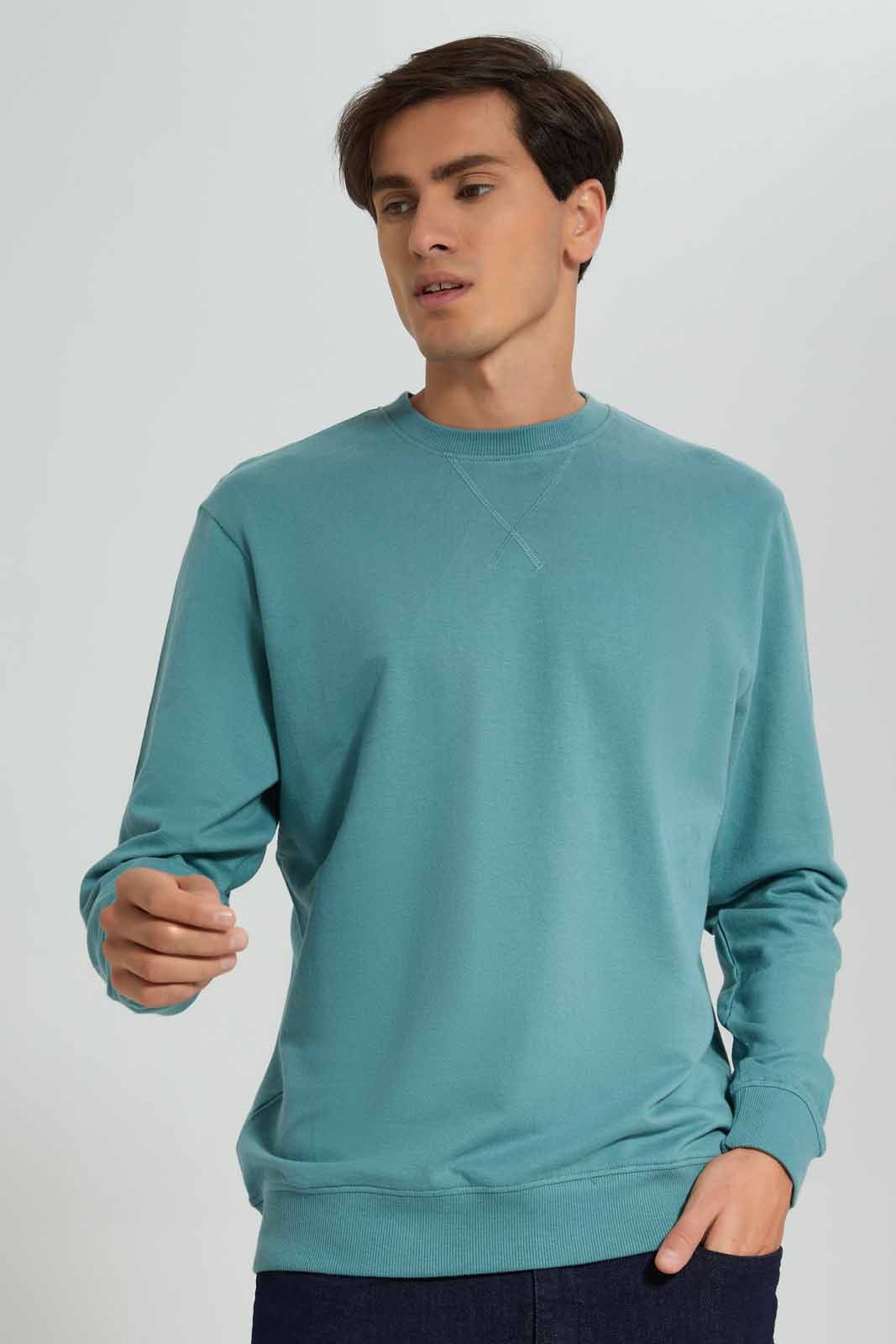 Redtag-Green-Crew-Neck-Sweatshirt-Category:Sweatshirts,-Colour:Green,-Deals:New-In,-Filter:Men's-Clothing,-Men-Sweatshirts,-New-In-Men-APL,-Non-Sale,-Section:Men,-TBL,-W22A-Men's-