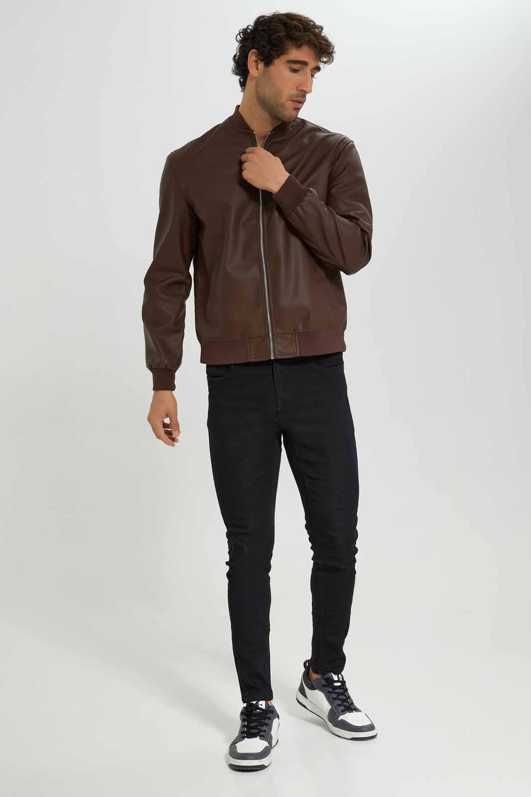 Redtag-Tan-PU-Bomber-Jacket-Category:Jackets,-Colour:Tan,-Deals:New-In,-Filter:Men's-Clothing,-Men-Jackets,-New-In-Men-APL,-Non-Sale,-Section:Men,-W22B-Men's-