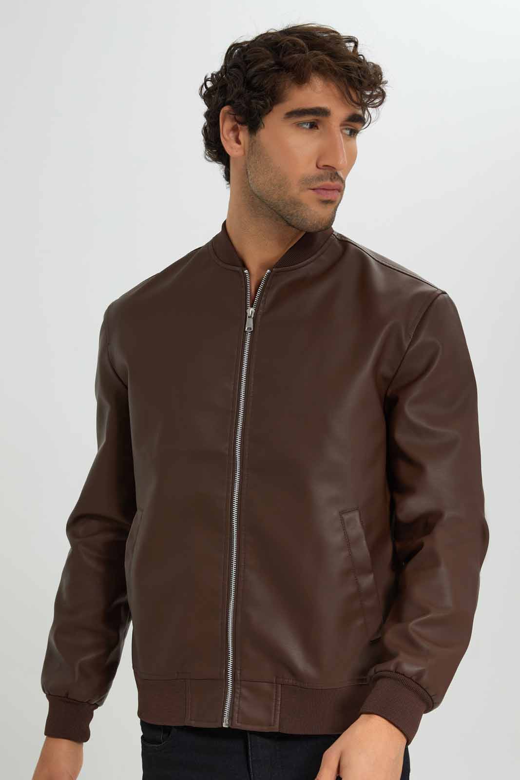 Redtag-Tan-PU-Bomber-Jacket-Category:Jackets,-Colour:Tan,-Deals:New-In,-Filter:Men's-Clothing,-Men-Jackets,-New-In-Men-APL,-Non-Sale,-Section:Men,-W22B-Men's-