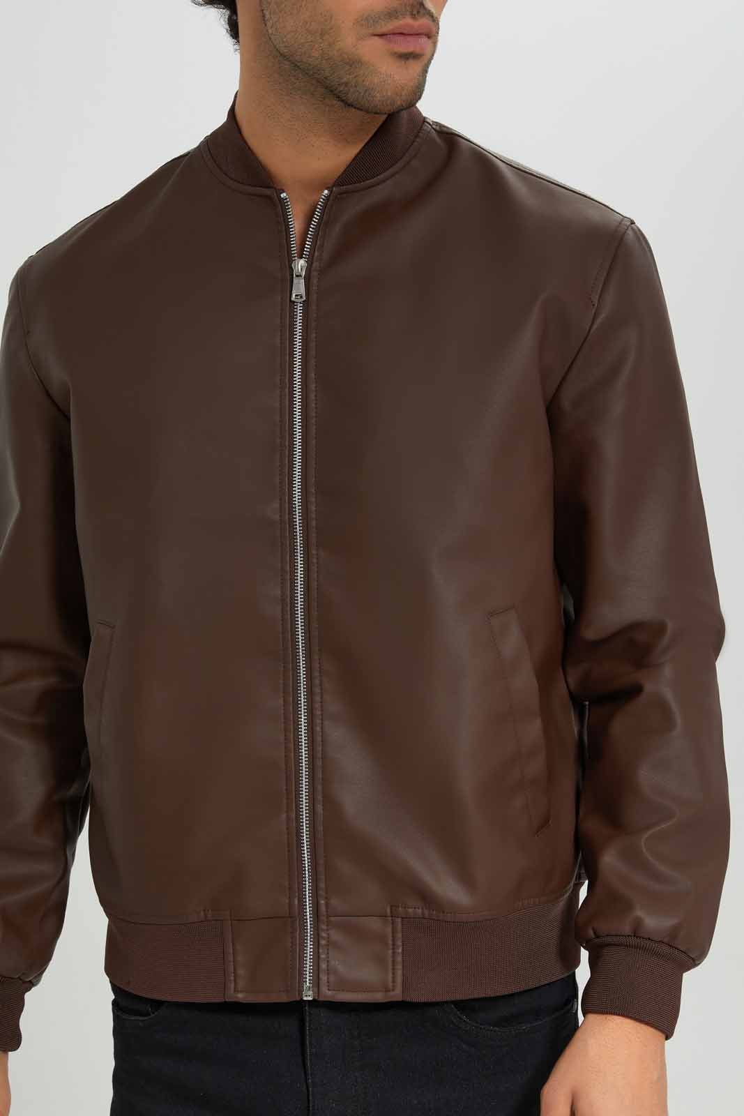 Redtag-Tan-PU-Bomber-Jacket-Category:Jackets,-Colour:Tan,-Deals:New-In,-Filter:Men's-Clothing,-Men-Jackets,-New-In-Men-APL,-Non-Sale,-Section:Men,-W22B-Men's-