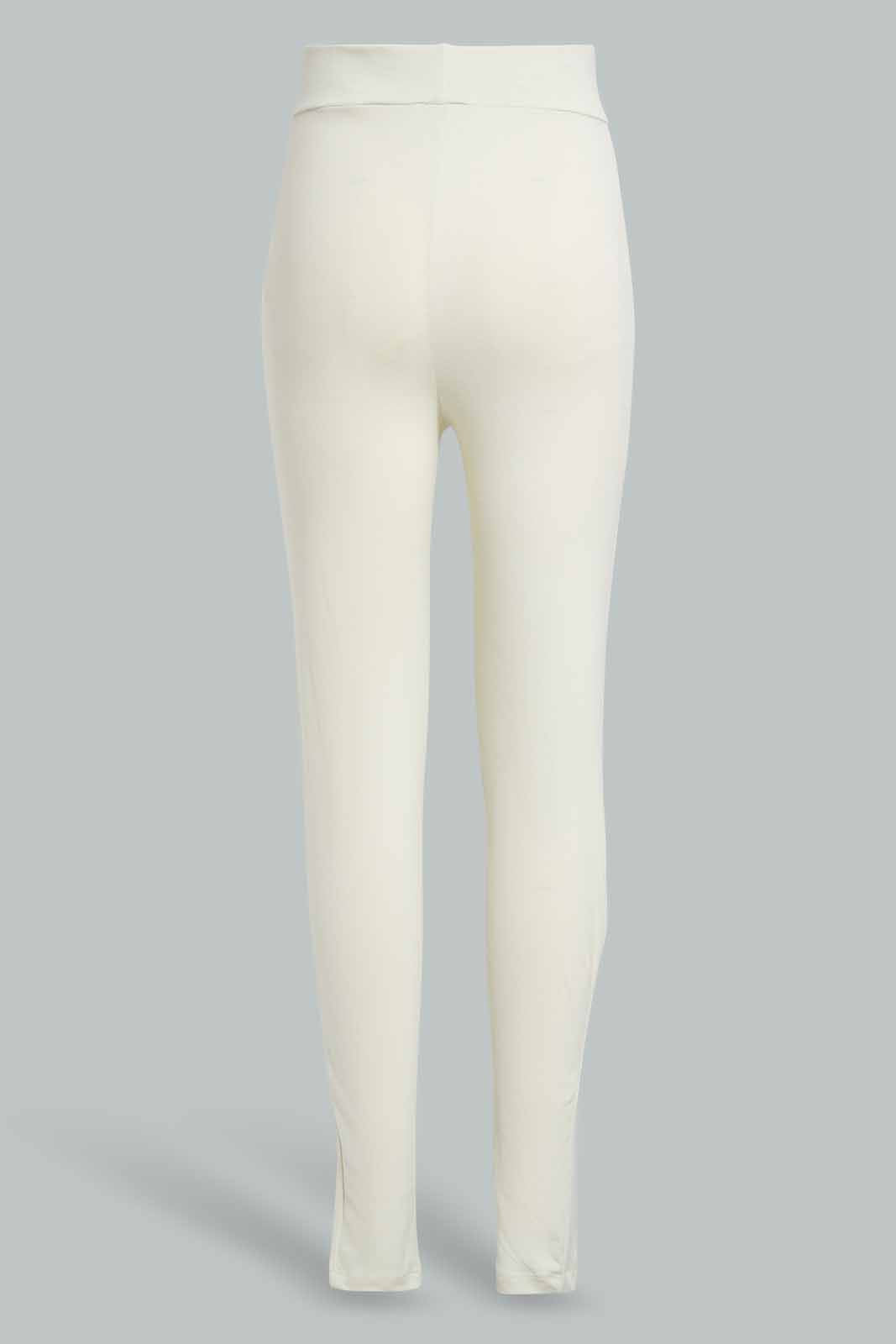 Redtag-White-Pique-Legging-Category:Leggings,-Colour:White,-Deals:New-In,-Filter:Senior-Girls-(9-to-14-Yrs),-GSR-Leggings,-New-In-GSR-APL,-Non-Sale,-Section:Girls-(0-to-14Yrs),-TBL,-W22O-Senior-Girls-9 to 14 Years