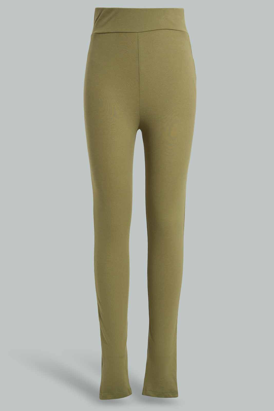 Redtag-Olive-Pique-Legging-Category:Leggings,-Colour:Olive,-Deals:New-In,-Filter:Senior-Girls-(9-to-14-Yrs),-GSR-Leggings,-New-In-GSR-APL,-Non-Sale,-Section:Girls-(0-to-14Yrs),-TBL,-W22O-Senior-Girls-9 to 14 Years