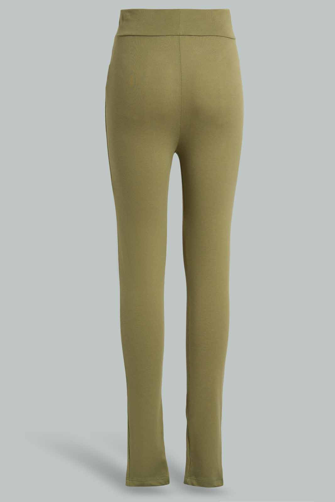 Redtag-Olive-Pique-Legging-Category:Leggings,-Colour:Olive,-Deals:New-In,-Filter:Senior-Girls-(9-to-14-Yrs),-GSR-Leggings,-New-In-GSR-APL,-Non-Sale,-Section:Girls-(0-to-14Yrs),-TBL,-W22O-Senior-Girls-9 to 14 Years