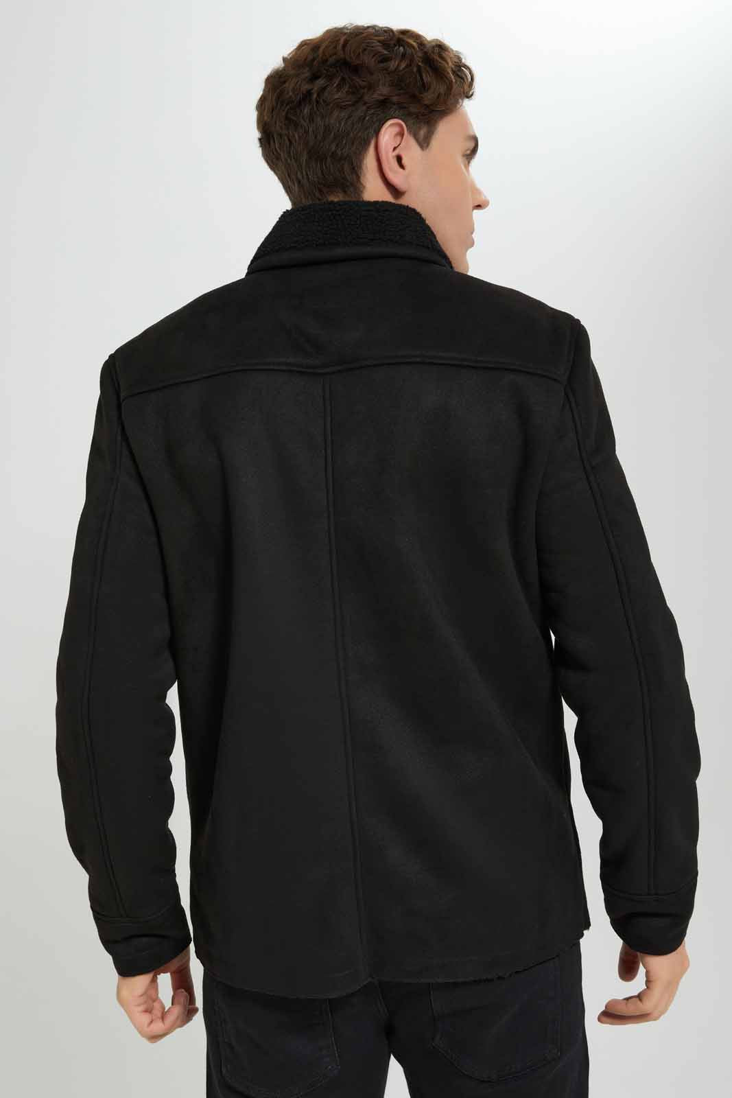 Redtag-Black-Sherpa-Jacket-Category:Jackets,-Colour:Black,-Deals:New-In,-EHW,-Filter:Men's-Clothing,-Men-Jackets,-New-In-Men-APL,-Non-Sale,-Section:Men,-W22B-Men's-