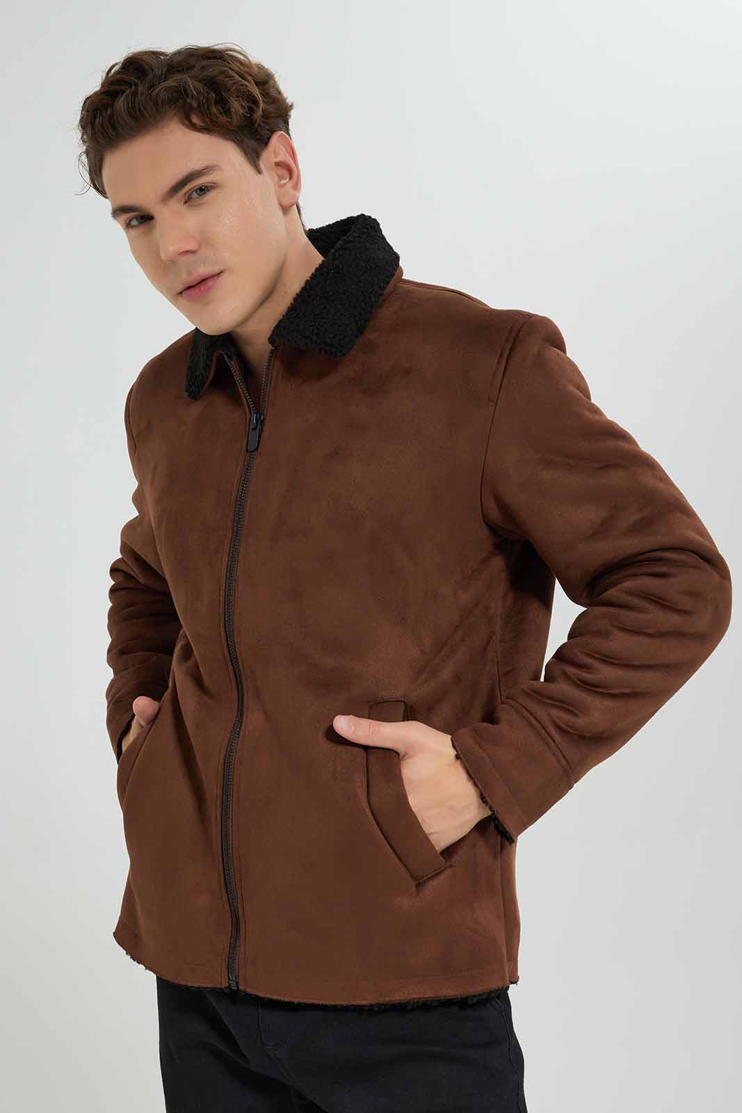 Redtag-Brown-Sherpa-Jacket-Category:Jackets,-Colour:Brown,-Deals:New-In,-EHW,-Filter:Men's-Clothing,-Men-Jackets,-New-In-Men-APL,-Non-Sale,-Section:Men,-W22B-Men's-