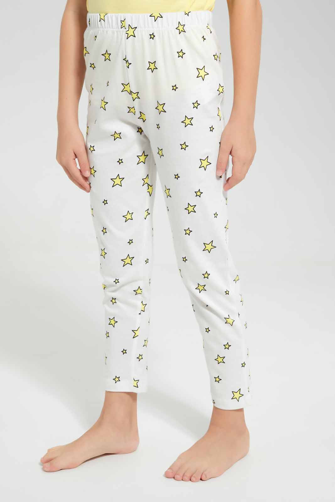 Redtag-Yellow-Nigthsuit-Category:Pyjama-Sets,-Colour:Yellow,-Deals:New-In,-Filter:Girls-(2-to-8-Yrs),-GIR-Pyjama-Sets,-New-In-GIR-APL,-Non-Sale,-Section:Girls-(0-to-14Yrs),-W22O-Girls-2 to 8 Years