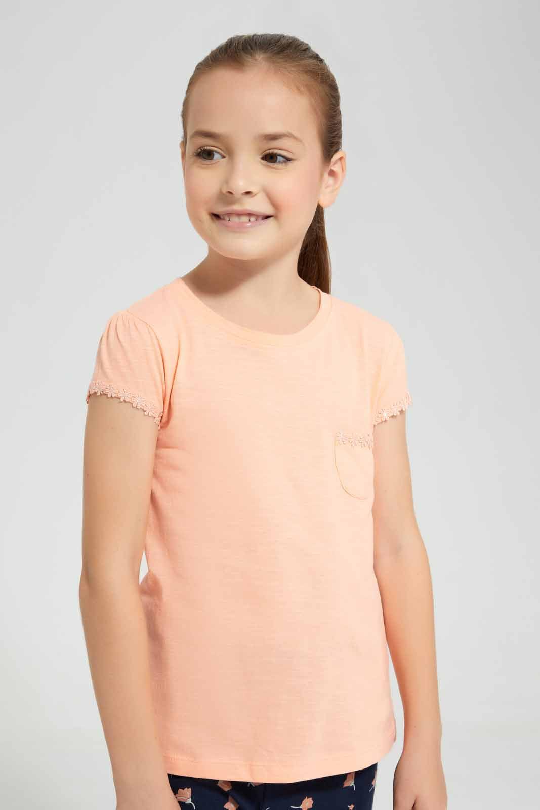 Redtag-Orange-Nigthsuit-Category:Pyjama-Sets,-Colour:Orange,-Deals:New-In,-Filter:Girls-(2-to-8-Yrs),-GIR-Pyjama-Sets,-New-In-GIR-APL,-Non-Sale,-Section:Girls-(0-to-14Yrs),-W22O-Girls-2 to 8 Years