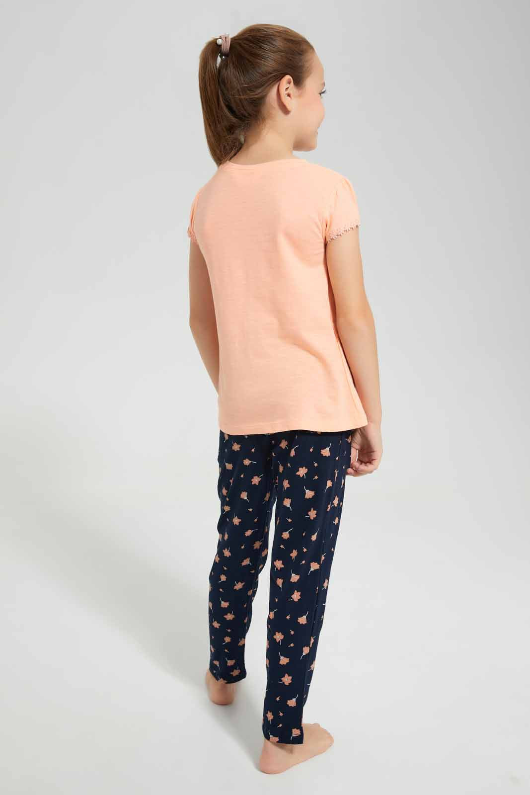 Redtag-Orange-Nigthsuit-Category:Pyjama-Sets,-Colour:Orange,-Deals:New-In,-Filter:Girls-(2-to-8-Yrs),-GIR-Pyjama-Sets,-New-In-GIR-APL,-Non-Sale,-Section:Girls-(0-to-14Yrs),-W22O-Girls-2 to 8 Years
