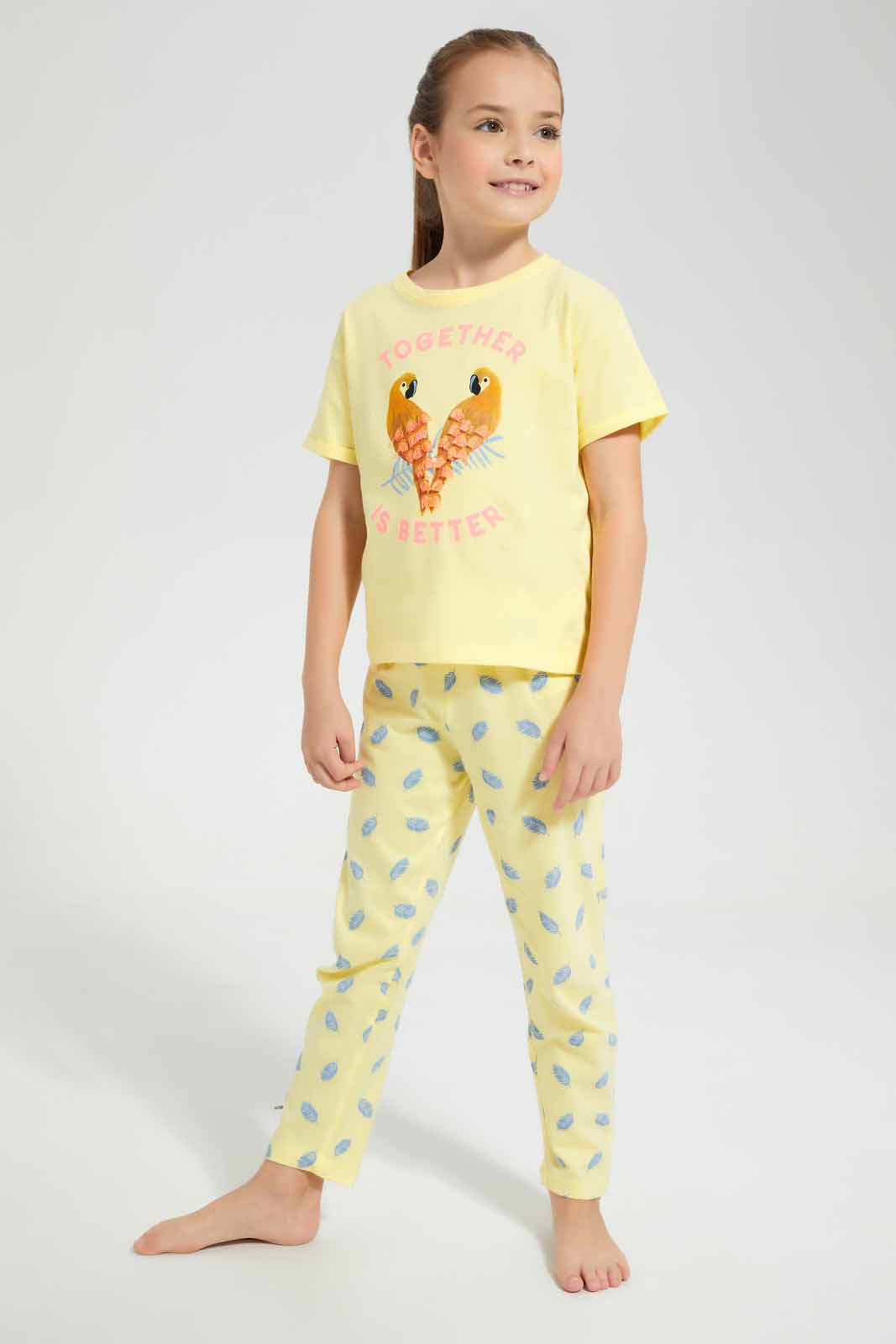 Redtag-Orange-Nigthsuit-With-Applique-Work-Category:Pyjama-Sets,-Colour:Orange,-Deals:New-In,-Filter:Girls-(2-to-8-Yrs),-GIR-Pyjama-Sets,-New-In-GIR-APL,-Non-Sale,-Section:Girls-(0-to-14Yrs),-W22O-Girls-2 to 8 Years