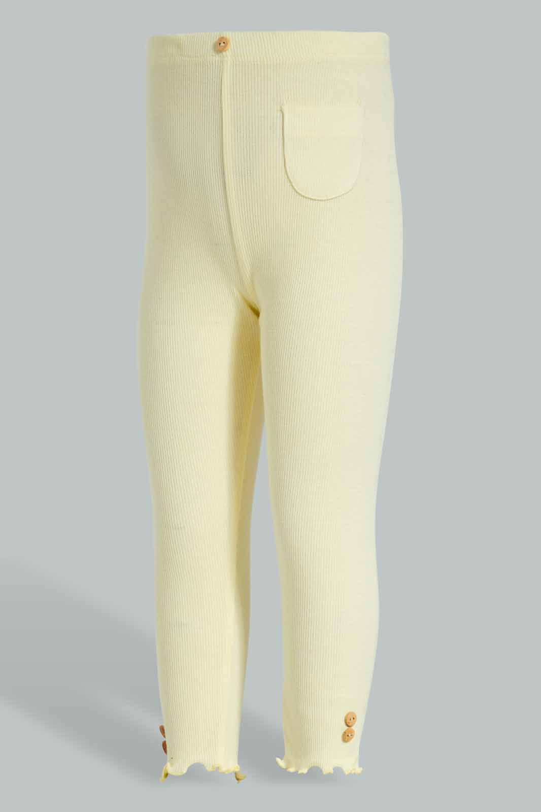 Redtag-Yellow-Solid-Rib-Legging-Category:Leggings,-Colour:Yellow,-Deals:New-In,-Filter:Infant-Girls-(3-to-24-Mths),-ING-Leggings,-New-In-ING-APL,-Non-Sale,-Section:Girls-(0-to-14Yrs),-TBL,-W22O-Infant-Girls-3 to 24 Months