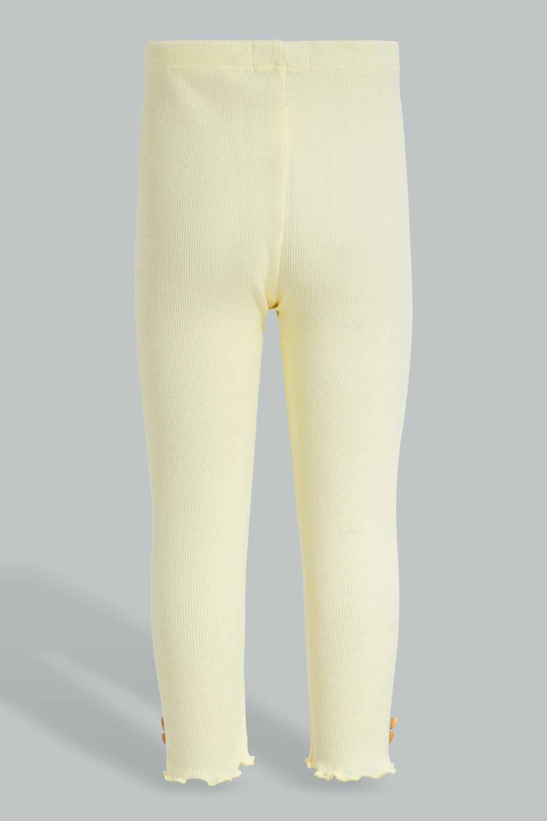 Redtag-Yellow-Solid-Rib-Legging-Category:Leggings,-Colour:Yellow,-Deals:New-In,-Filter:Infant-Girls-(3-to-24-Mths),-ING-Leggings,-New-In-ING-APL,-Non-Sale,-Section:Girls-(0-to-14Yrs),-TBL,-W22O-Infant-Girls-3 to 24 Months