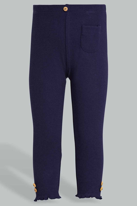 Redtag-Navy-Solid-Rib-Legging-Category:Leggings,-Colour:Navy,-Deals:New-In,-Filter:Infant-Girls-(3-to-24-Mths),-ING-Leggings,-New-In-ING-APL,-Non-Sale,-Section:Girls-(0-to-14Yrs),-TBL,-W22O-Infant-Girls-3 to 24 Months