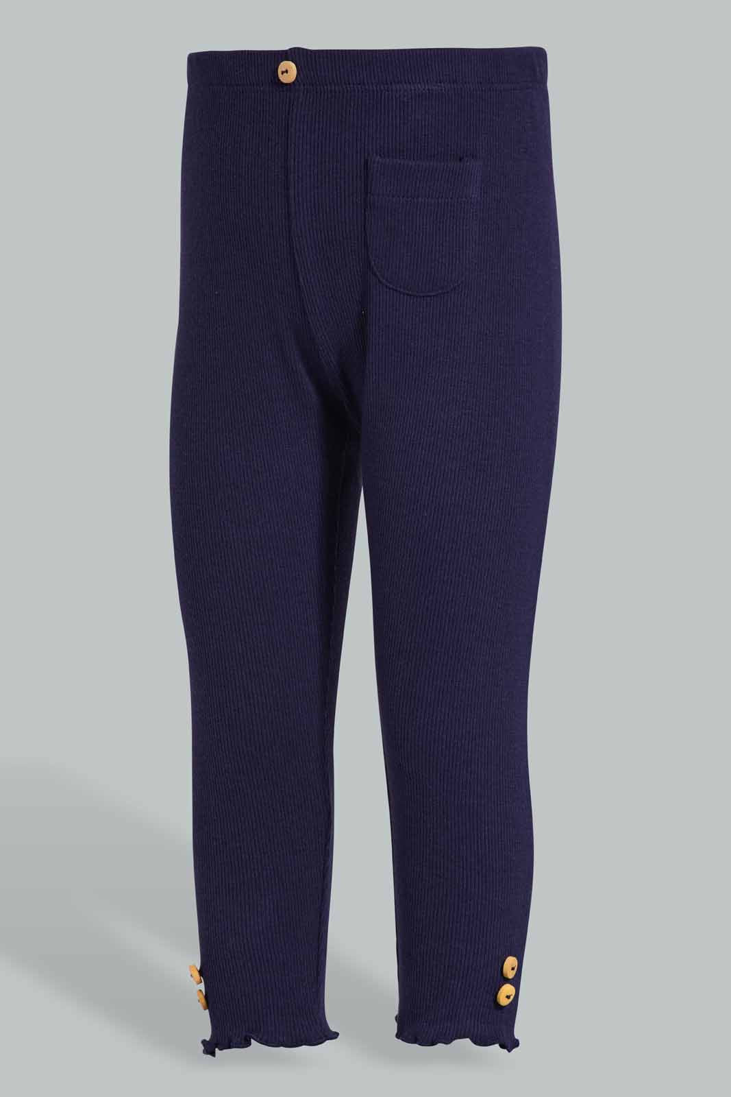 Redtag-Navy-Solid-Rib-Legging-Category:Leggings,-Colour:Navy,-Deals:New-In,-Filter:Infant-Girls-(3-to-24-Mths),-ING-Leggings,-New-In-ING-APL,-Non-Sale,-Section:Girls-(0-to-14Yrs),-TBL,-W22O-Infant-Girls-3 to 24 Months